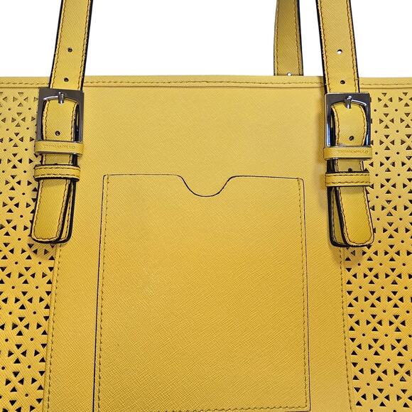 Yellow Leather Tignanello Purse Bag Tote Adjustable Staps, ID, and key Holder - Picture 2 of 8